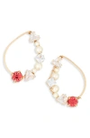 Tasha Oval Crystal & Imitation Pearl Earrings In Gold