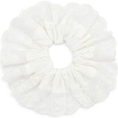 Tasha Oversize Eyelet Scrunchie In White