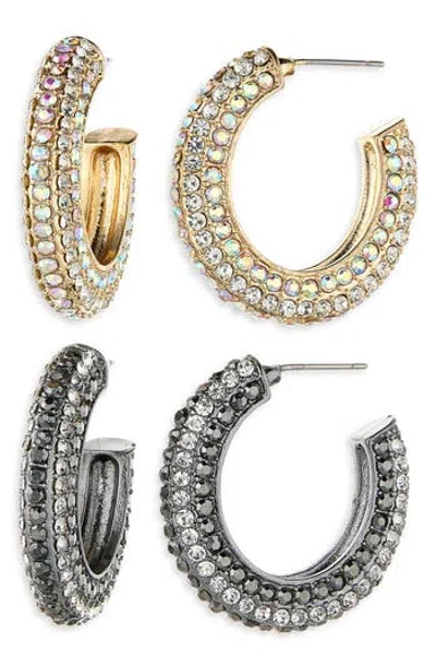 Tasha Pack Of 2 'c' Hoop Earrings In Gold