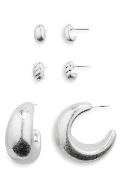 Tasha Pack Of 3 Matte Earrings In Metallic