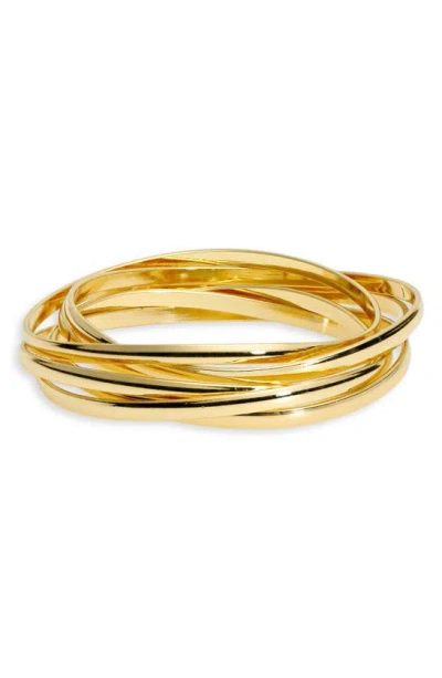 Tasha Pack Of 6 Stackable Bangle Bracelets In Gold