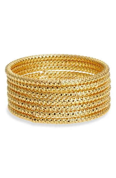 Tasha Pack Of 7 Bangle Bracelets In Gold