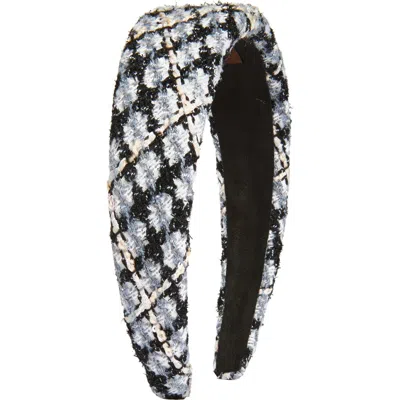 Tasha Padded Metallic Tweed Headband In Black