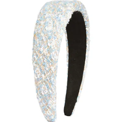 Tasha Padded Metallic Tweed Headband In Grey