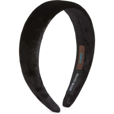 Tasha Padded Velvet Headband In Black