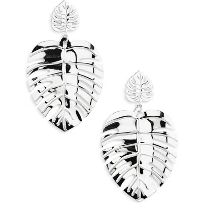 Tasha Palm Leaf Drop Earrings In Silver