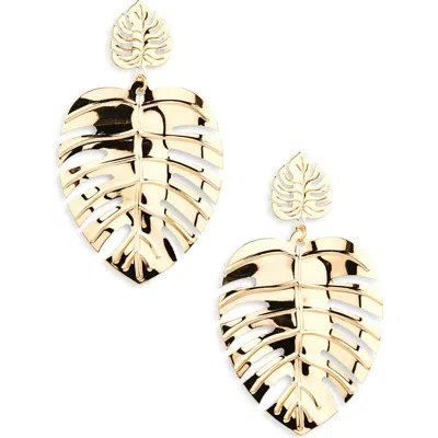 Tasha Palm Leaf Drop Earrings In Gold