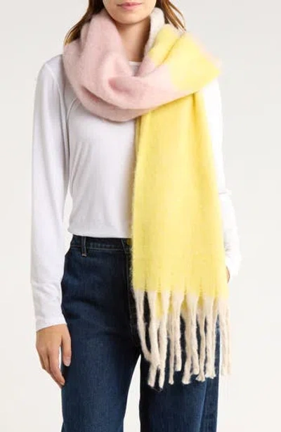 Tasha Pastel Colorblock Blanket Scarf In Yellow