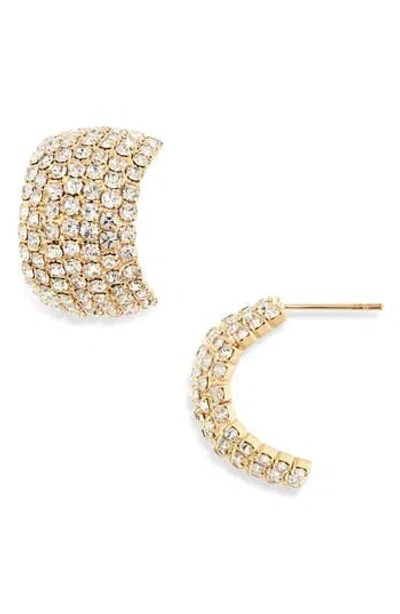 Tasha Pavé Crystal Huggie Hoop Earrings In Burgundy