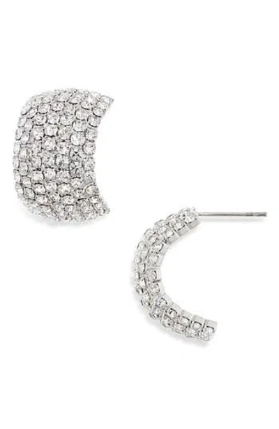 Tasha Pavé Crystal Huggie Hoop Earrings In Gray