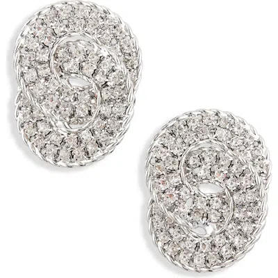 Tasha Pavé Crystal Interlocking Circle Drop Earrings In Silver