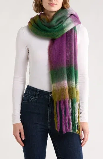 Tasha Plaid Blanket Scarf In Purple