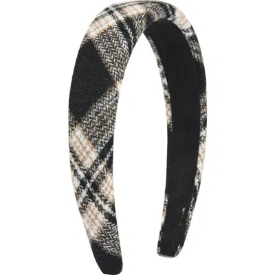 Tasha Plaid Headband In Black/ Brown Plaid