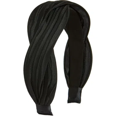 Tasha Pleated Twist Headband In Black