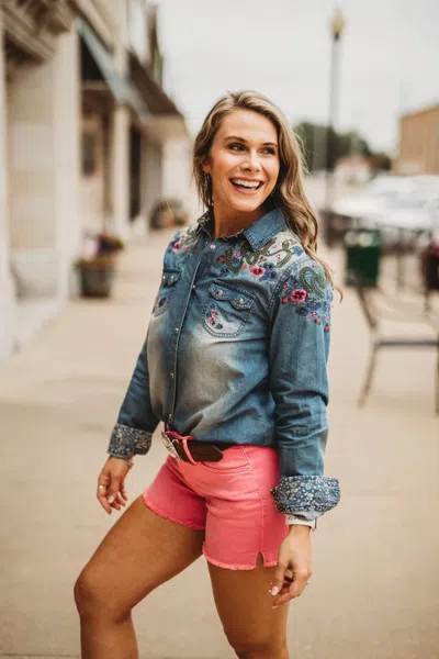 Tasha Polizzi Delma Embroidered Shirt In Blue