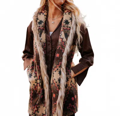 Tasha Polizzi Fur Joelle Vest In Aztec In Multi
