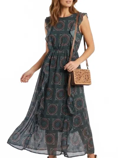 Tasha Polizzi Jasmine Ruffle Dress In Blue Multi