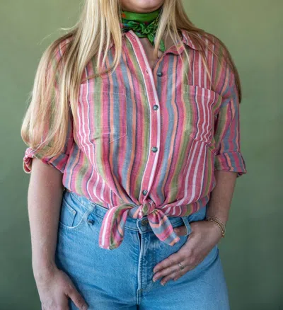 Tasha Polizzi Linen Shirt In Pink In Multi