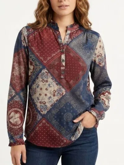 Tasha Polizzi Sandra Patchwork Print Shirt In Blue/red In Multi