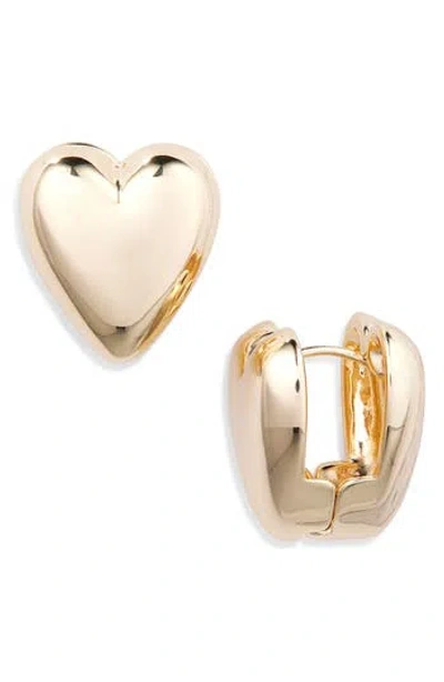 Tasha Puffy Heart Back To Front Earrings In Gold