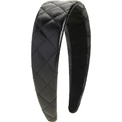 Tasha Quilted Wide Faux Leather Headband In Black