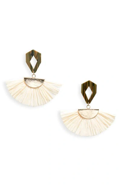 Tasha Raffia & Resin Drop Earrings In Gold