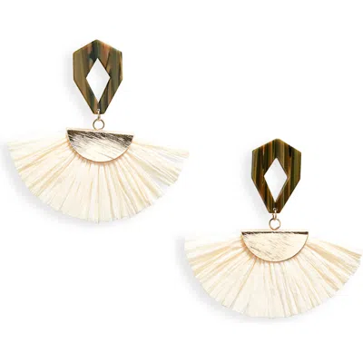Tasha Raffia & Resin Drop Earrings In Gold