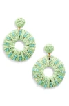 Tasha Raffia Wrap Drop Earrings In Mint