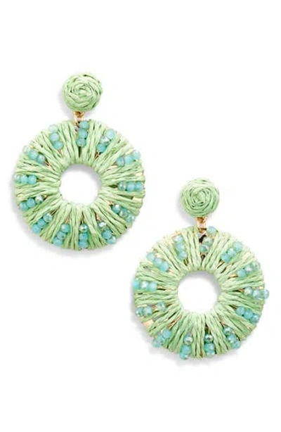 Tasha Raffia Wrap Drop Earrings In Mint