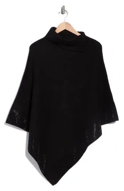 Tasha Rhinestone Embellished Turtleneck Poncho In Black