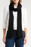 Tasha Ribbed Knit Scarf In Black