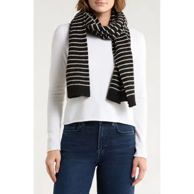 Tasha Ribbed Knit Stripe Scarf In Black