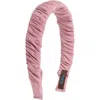 Tasha Ruched Satin Headband In Pink