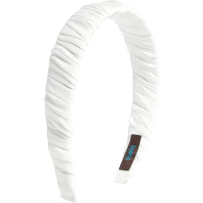 Tasha Ruched Satin Headband In White