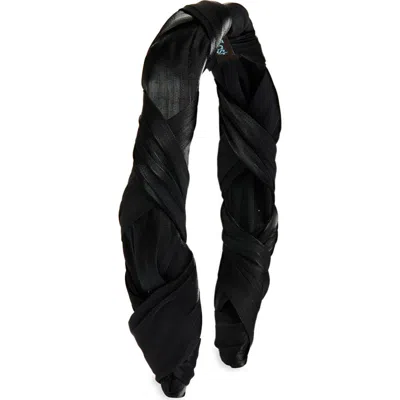 Tasha Satin Wrap Headband In Black