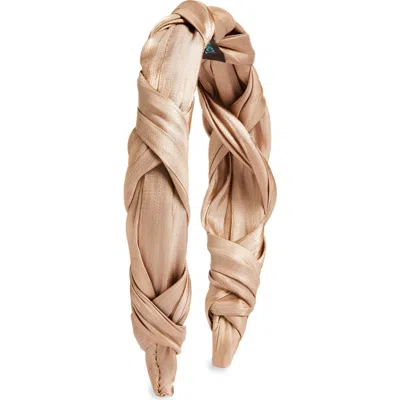 Tasha Satin Wrap Headband In Gold