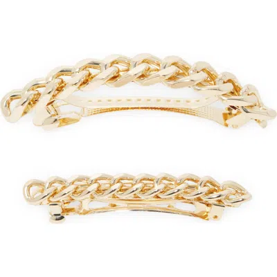 Tasha Set Of 2 Chain Link Barrettes In Gold