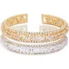 Tasha Set Of 2 Crystal Cuff Bracelets In Multi