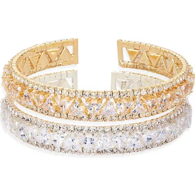 Tasha Set Of 2 Crystal Cuff Bracelets In Multi