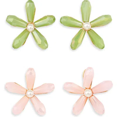 Tasha Set Of 2 Floral Stud Earrings In Multi
