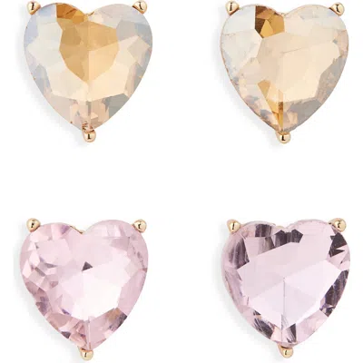 Tasha Set Of 2 Heart Stud Earrings In Gold