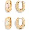 Tasha Set Of 2 Huggie Hoop Earrings In Gold
