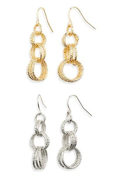 Tasha Set Of 2 Interlocking Circle Drop Earrings In Gold