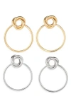 Tasha Set Of 2 Knot Frontal Hoop Earrings In Multi