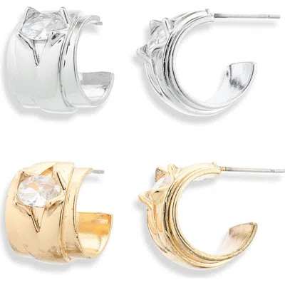 Tasha Set Of 2 Mini Hoop Earrings In Metallic