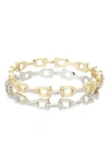 Tasha Set Of 2 Pavé Crystal Link Bangle Bracelets In Gold