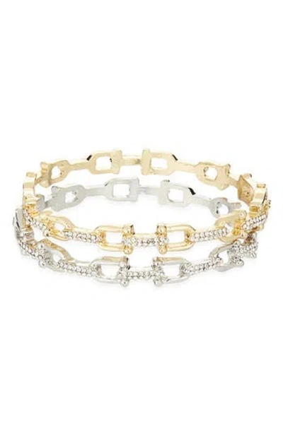 Tasha Set Of 2 Pavé Crystal Link Bangle Bracelets