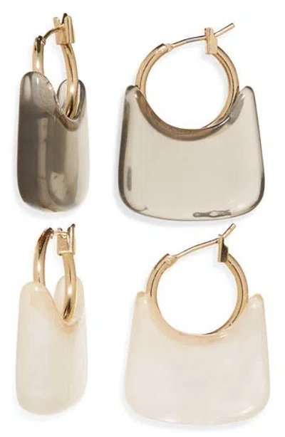 Tasha Set Of 2 Resin Hoop Earrings In Gold