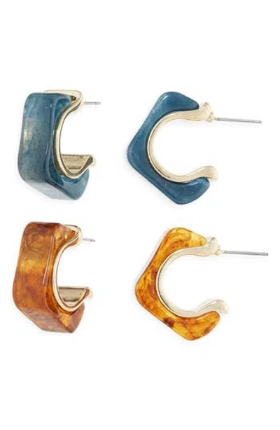 Tasha Set Of 2 Resin Hoop Earrings In Multi