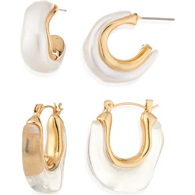 Tasha Set Of 2 Resin Hoop Earrings In White